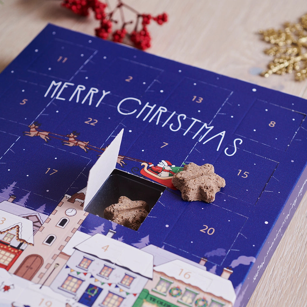 Pooch-themed dog advent calendar with 24 treat-filled doors