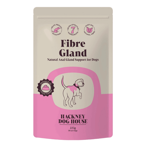 Pack of Fibre Gland Blend anal gland support for dogs, cut out on a transparent background